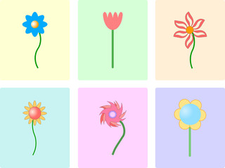 Set of color tile with flower background , vector