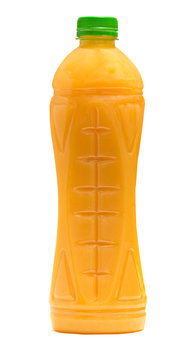 Bottle of orange juice isolated on white background