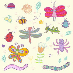 Funny cartoon insects