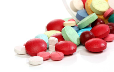 Group of colorful medicine pills