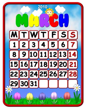 calendar march 2010