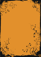 Grunge orange floral frame