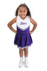 Girl in cheerleader uniform.