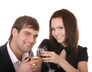 Couple of girl and man. Love.