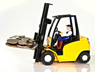 Fork lift and money