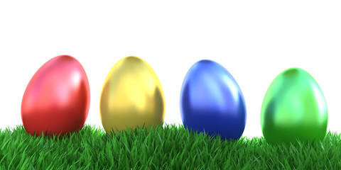 row of easter eggs isoalted