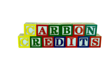 Carbon Credits Wooden alphabet blocks