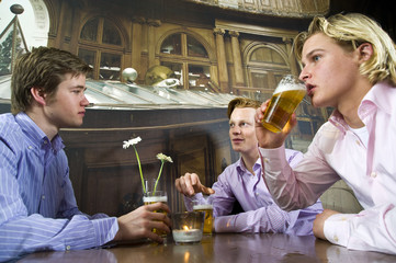having a beer