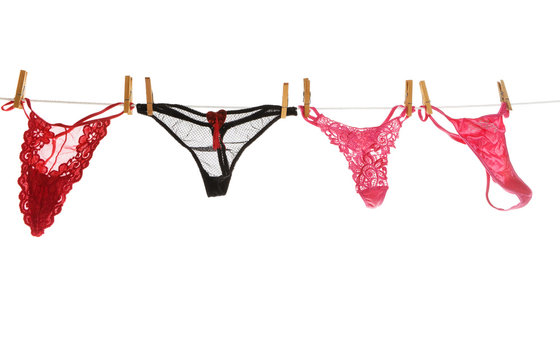 Washing Line With Small And Obese Knickers High-Res Stock Photo