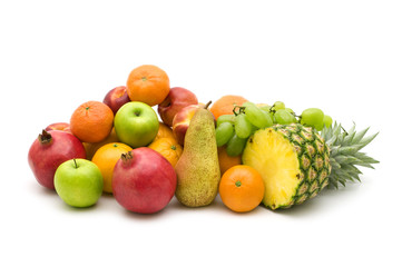 fruits assortment on white background