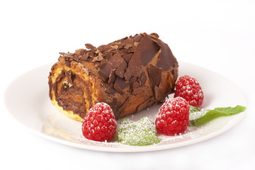 Miniature chocolate swiss roll