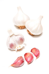 Garlic on a white background.