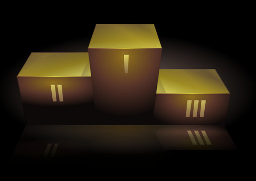 Podium en or sur fond noir (reflet)