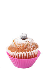 Blueberry muffin on white