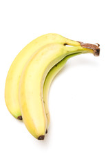 Bunch of bananas on a white background.