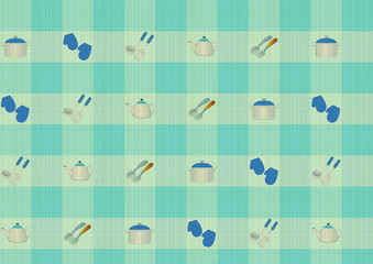 カントリー風チェック柄　キッチン