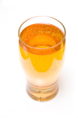 pint of cider on a white studio background.