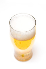 Pint of beer isolated on a white background.