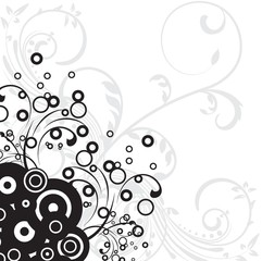 coin floral cercles noir et gris