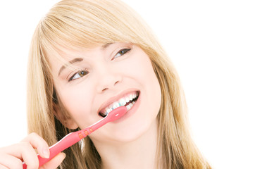 happy girl with toothbrush