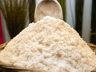 Natural healthy sea salt in a basket