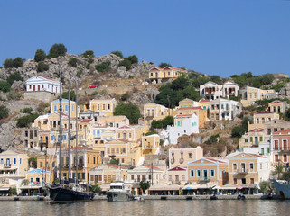 Fototapeta na wymiar Greek town harbor