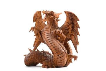 Indonesian  Wooden dragon isolated on white