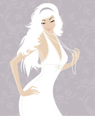 Beautiful girl in white dress