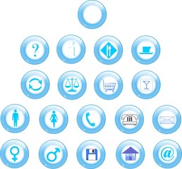 3d blue set of icons for web