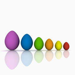 3D Ostereier von groß nach klein sortiert