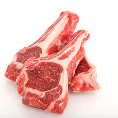 Raw Lamb Chop Meat over White