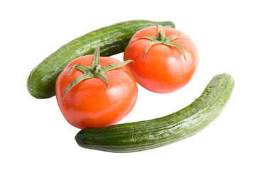 Tomatoes and cucumbers