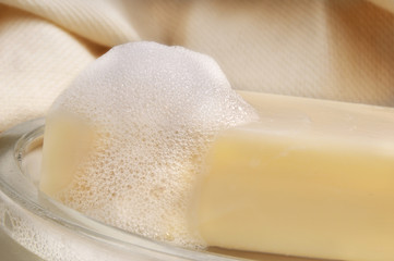 Seife mit Seifenschaum