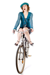 funny girl on bicycle