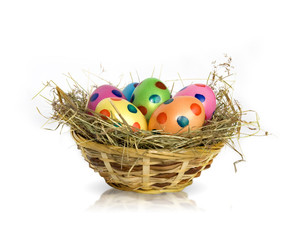 Easter eggs in basket