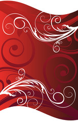 red floral banner