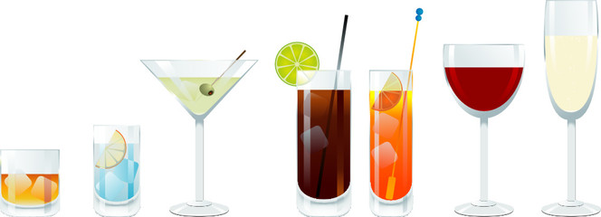 Vector wine and cocktail glasses - 12706247