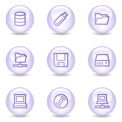Drives and storage web icons, glossy pearl series