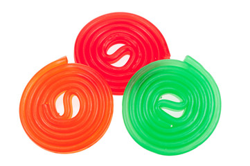 isolated colorful rolls of candy