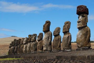 Side View of Moai at Tongariki