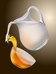 Milk and honey are mixed in splashing