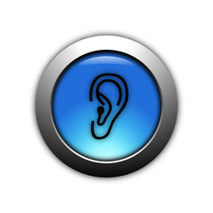 aqua blue listen button with metalic ring
