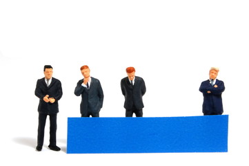 business man with banner for text message