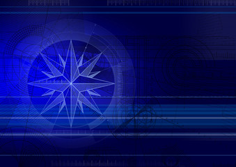 techbackground with windrose blue