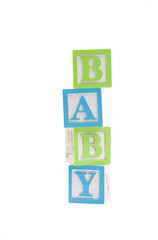 Baby written in childs blocks with clipping path