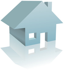 Home Illustration of Residential House with Reflection
