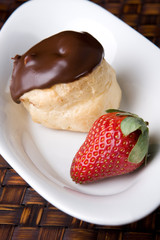 Chocolate Profiterol And Strawberry Dessert