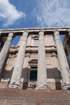 Temple of Antonius Plus in Roman Forum, Rome, Italy