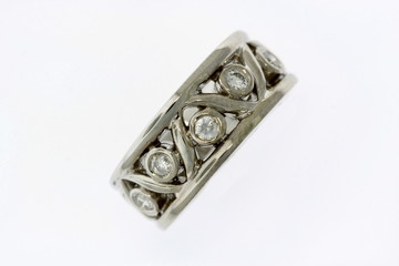 unique diamond ring on white background