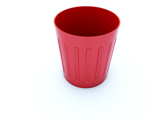 Empty red bin icon isolated on white